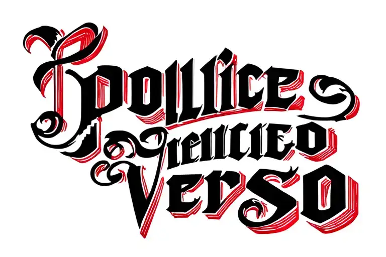 "POLLICE VERSO" writing on the inside of the bicep in trajon font in cursive with a nod to gladiatorial heritage tattoo design idea