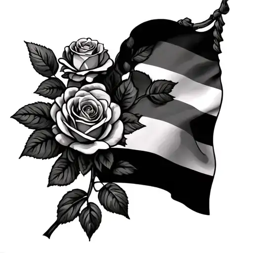 papis perra with roses and ecuador flag intertwined tattoo design idea