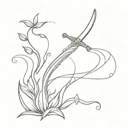 tattoo of the plant sword of saint george with fluid lines around it tattoo design idea