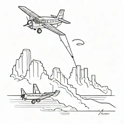 Manhattan Yucatan plane flying tattoo design idea