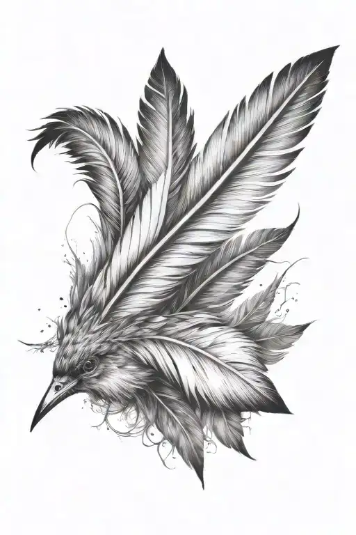 feather transforming to birds tattoo design idea