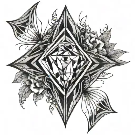 diamond shaped line outlining tattoo design idea