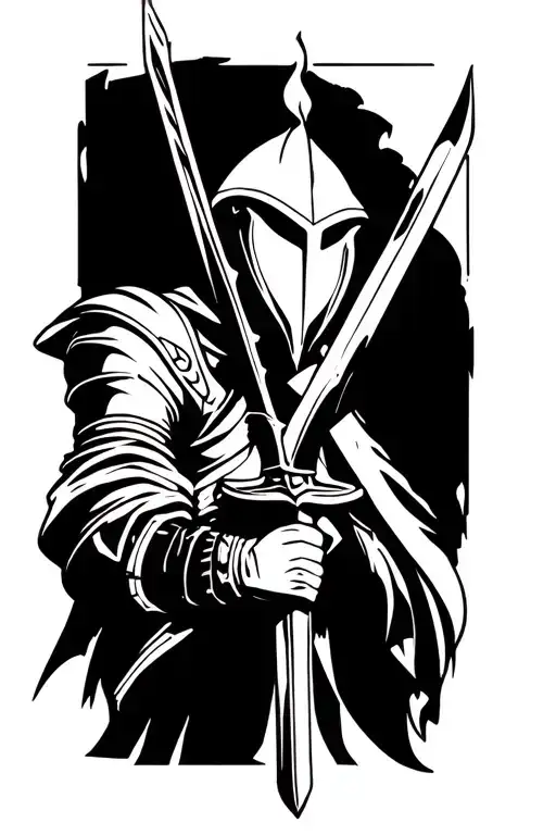 knight holding a sword tattoo design idea