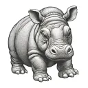 Baby Hippo tattoo design idea