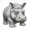 Baby Hippo tattoo design idea