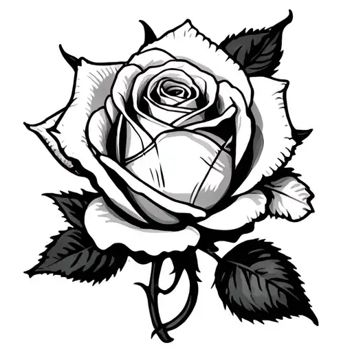 rose with baseball stitches tattoo design idea