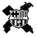 Camp Nou, football stadium with the Barcelona Nou logo with a soccer ball and a black and white Messi tattoo in the background tattoo design idea