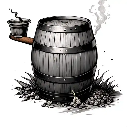 whiskey barrel and barrel smoker tattoo design idea