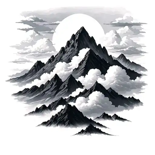 mountain clouds tattoo design idea