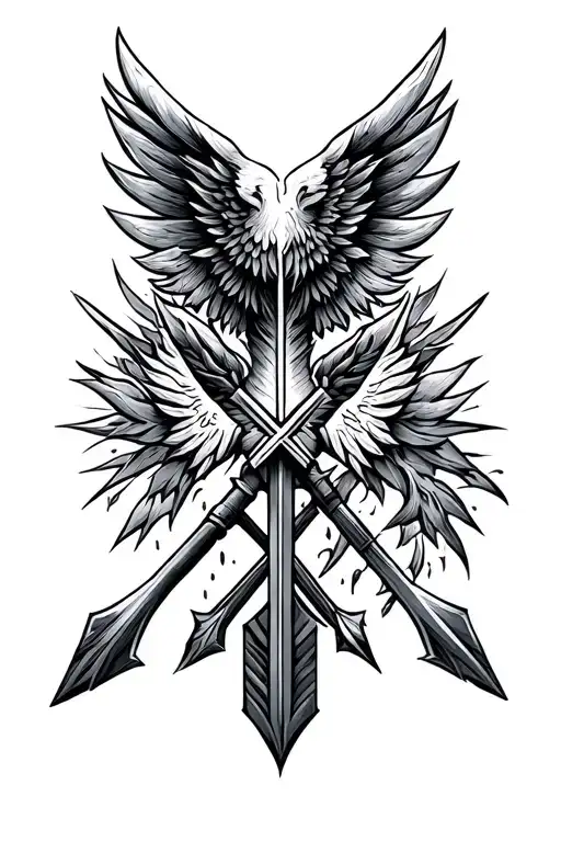 Arrow, peace, self control, discipline, power wisdom tattoo design idea