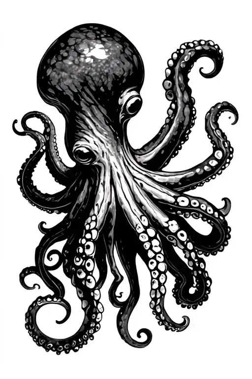 octopus with long tentacles tattoo design idea