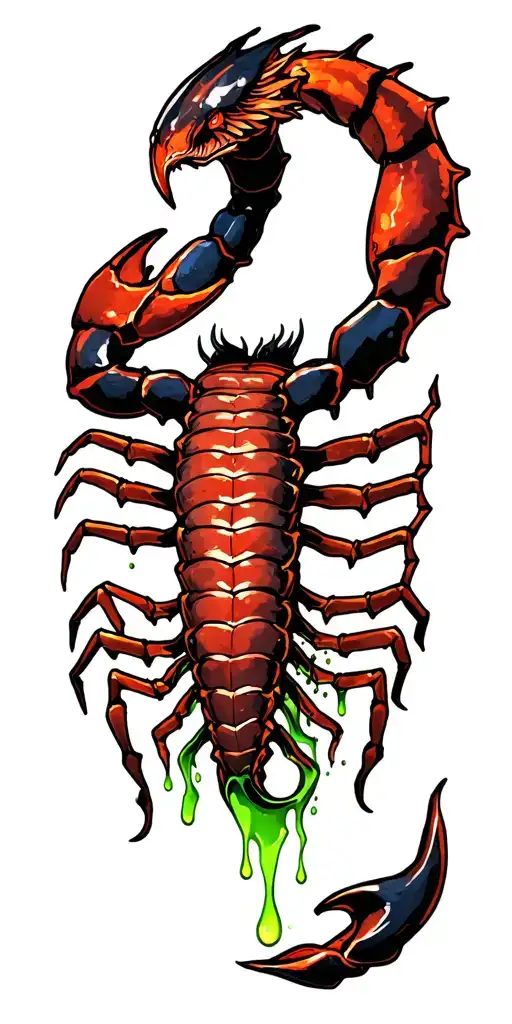 Scorpio zodiac sign with Scorpion mortal Kombat  Scorpio zodiac sign to have Green venom dripping down mortal Kombat sco tattoo design idea