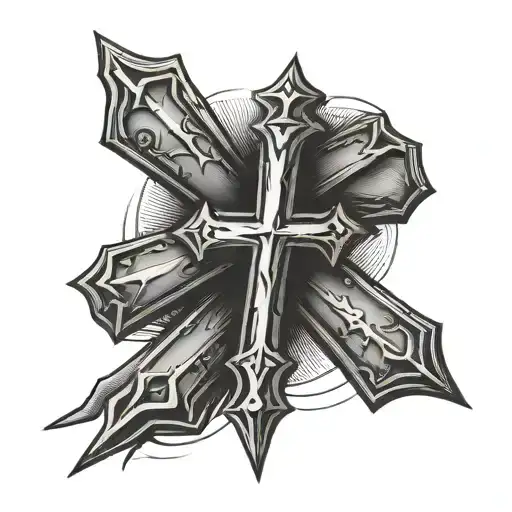 cross with 3 nails with Isaiah 41:10 tattoo design idea