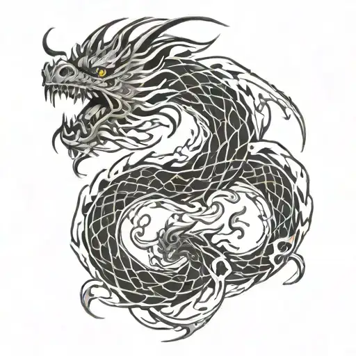 Flame of Recca Dragon curled tattoo design idea