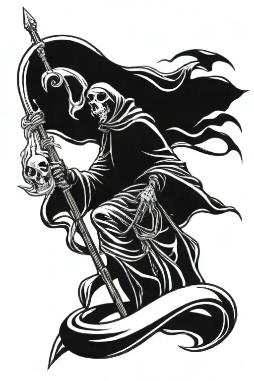 cosmic light ray grim reaper tattoo design idea