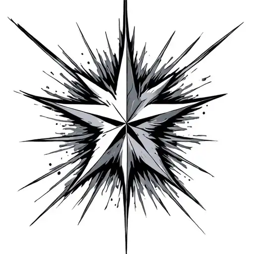 exploding star fade away tattoo design idea