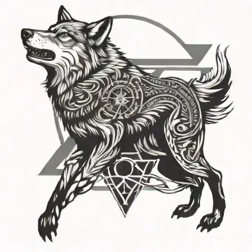 Wolf with Illuminati  tattoo design idea