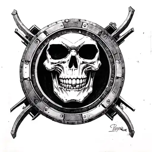 skull on an arc reactor tattoo design idea