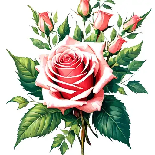 beauty and the beast rose bouquet tattoo design idea