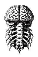 Brain connected to spine nervous system tattoo design idea