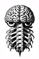 Brain connected to spine nervous system tattoo design idea