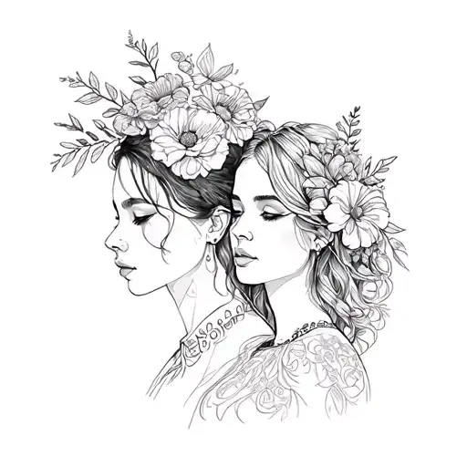 lesbians y flores tattoo design idea