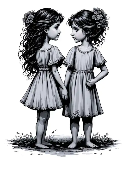 2 daughters and a son metaphor tattoo design idea