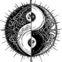 Celtic Ying Yang Radiating Darkness Portal tattoo design idea