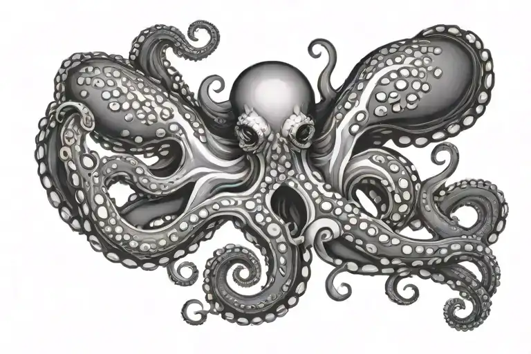 twin octopus wrapping its tentacles tattoo design idea