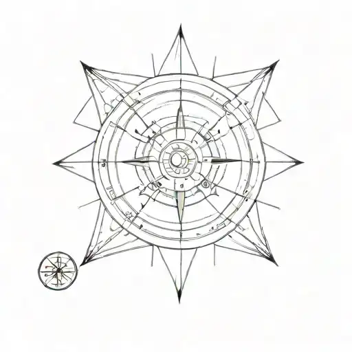 minimal, simplest, clock compass tattoo design idea