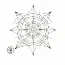 minimal, simplest, clock compass tattoo design idea