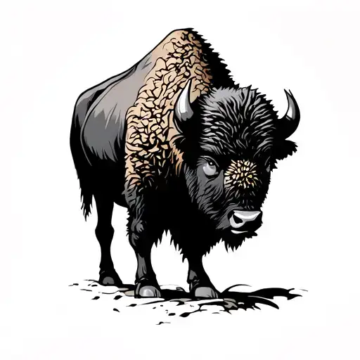 outline of a bison silhouette tattoo design idea