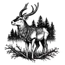 chamois, forest, Slavic legends tattoo design idea