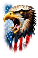 distressed American flag screaming eagle head tattoo design idea