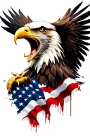 distressed American flag screaming eagle head tattoo design idea