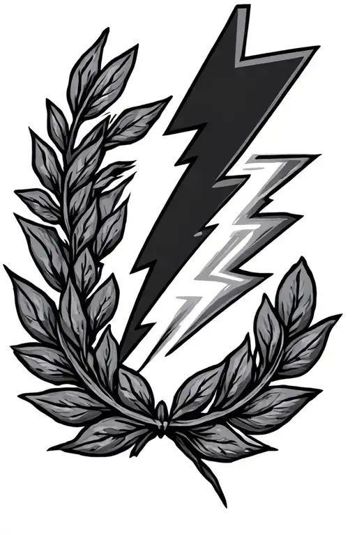 laurel leaf wreath and lightning bolt striking tattoo design idea