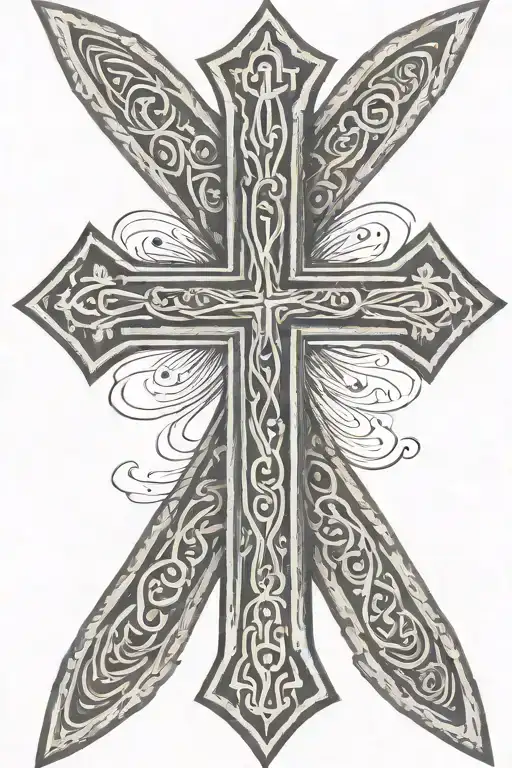 cross made from fingerprints tattoo design idea