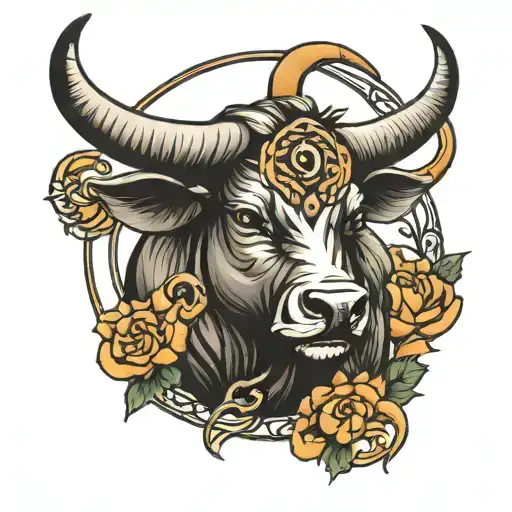 Taurus zodiac symbol tattoo design idea