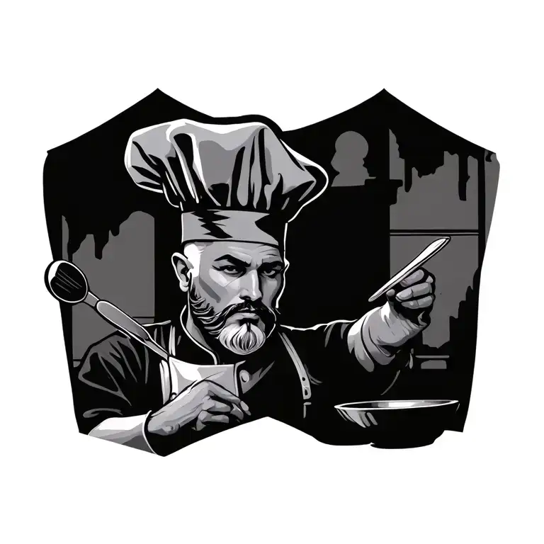 masculine chef tattoo design idea