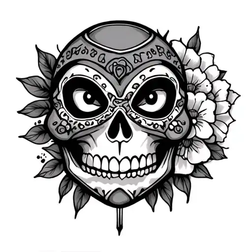 ninja turtle sugar skull tattoo design idea