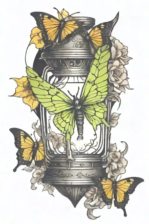 top moth lantern tattoo design idea