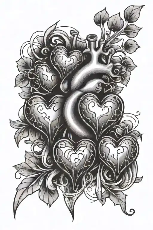 multiple hearts in heartbeat line tattoo design idea