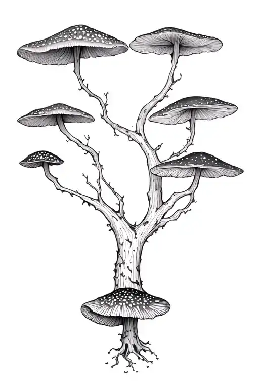 Fungi mycelium tree tattoo design idea
