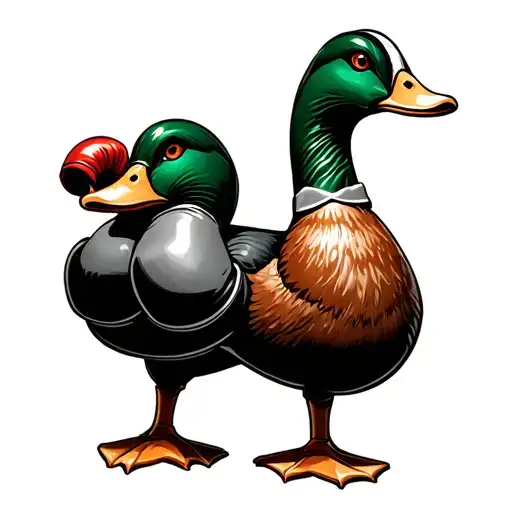 duck with boxing gloves tattoo design idea