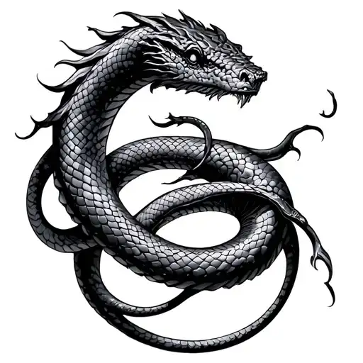 world serpent coiling tattoo design idea