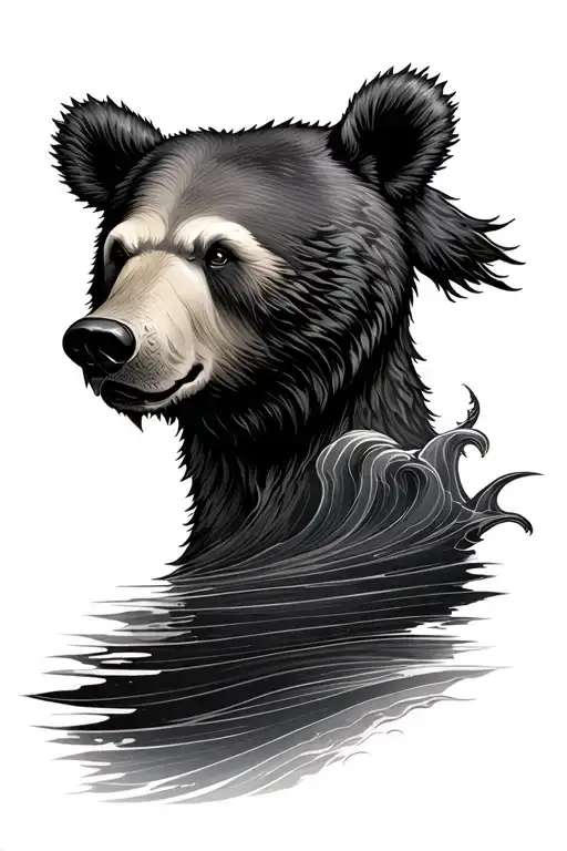 Wave XVII next to a bear head tattoo design idea