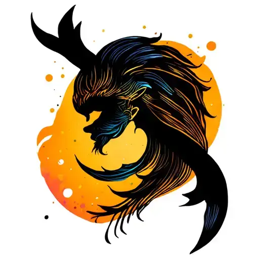 lyric abstraction, ataraxia, happiness, love, and calm for male chest. Soft, harmonious colors. tattoo design idea