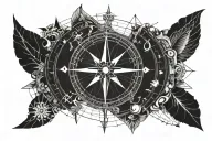 compass, guide, guide and a small Indian boat tattoo design idea
