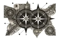 compass, guide, guide and a small Indian boat tattoo design idea