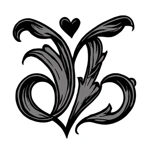 Loose Cursive "J" with a heart next to eachother tattoo design idea